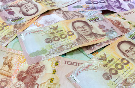 Close up, Thai money background. over lightの写真素材