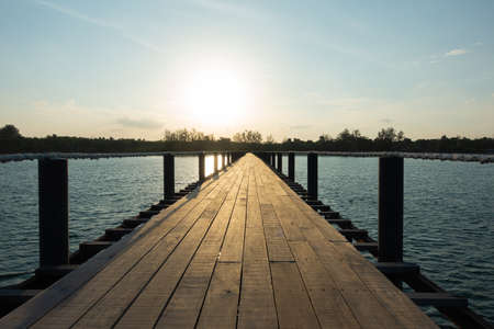 Wooden bridge in seaの写真素材