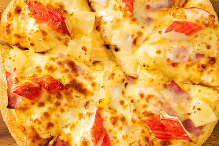 ham and crab stick pizzaの写真素材