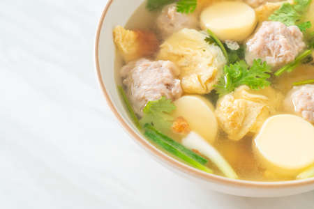 fried egg soup or omelet soupの写真素材