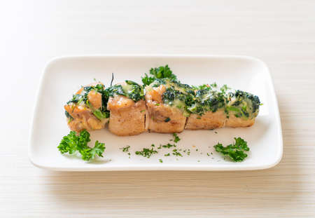 Chicken breasts stuffed with spinach and cheeseの写真素材