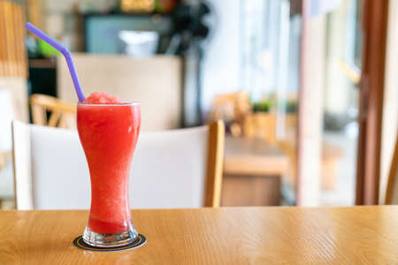 watermelon blend smoothie glassの写真素材