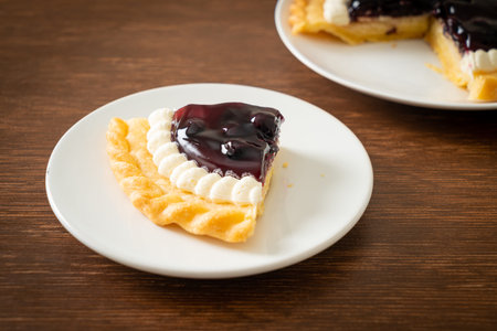 Blueberry Cheese Pie on white plate