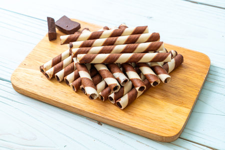 chocolate wafers stick rollの写真素材