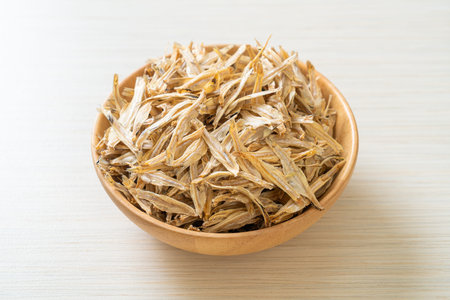 dried small crispy fishの写真素材