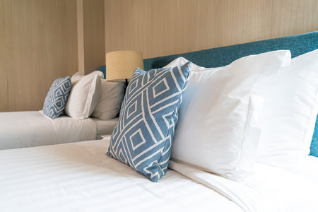Pillow on bed decoration room interior