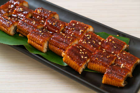 sliced grilled eel or grilled unagi with sauceの写真素材