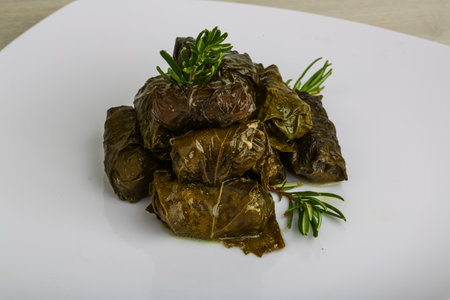 Turkish dish Dolma - meat in grape leavesの素材