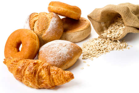 Fresh bread isolated on white backgroundの写真素材