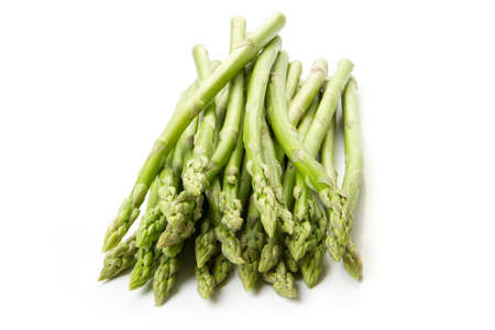 Fresh green asparagus on whiteの写真素材