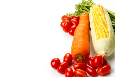 fruits and vegetables isolated on white backgroundの写真素材