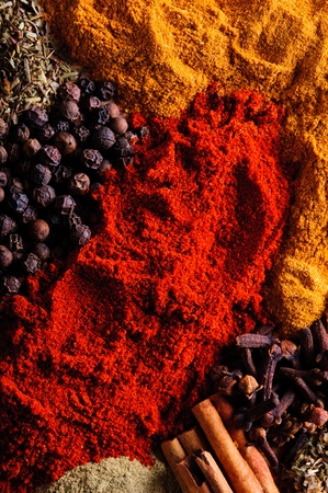 Spice background with different color spicesの写真素材