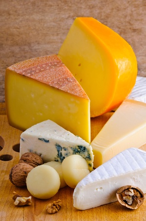 Still life composition with cheese platterの写真素材