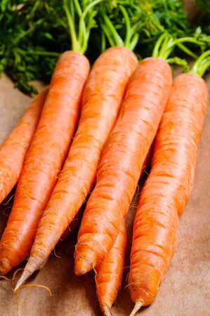 Background with bunch of natural organic carrotsの写真素材