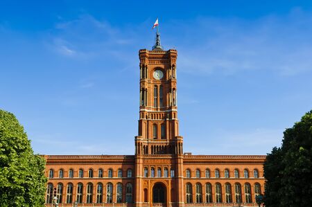 red city hall in berlin, germanyの写真素材