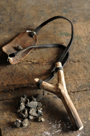 old wooden slingshotの写真素材