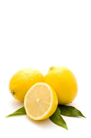 fresh lemons isolated on a white backgroundの写真素材