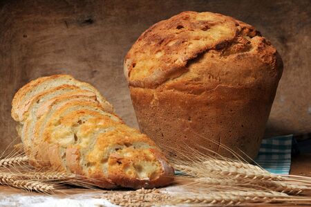 fresh baked bread still lifeの写真素材