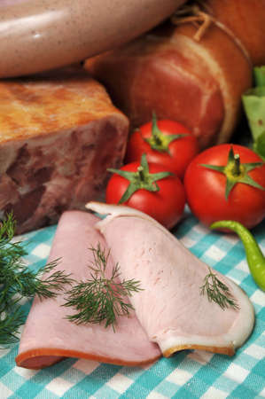 fresh meat and sausages still lifeの写真素材
