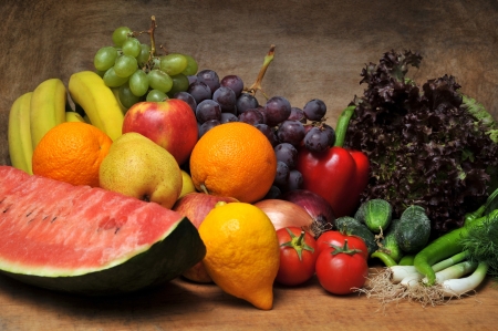 fresh fruits and vegetables still lifeの写真素材