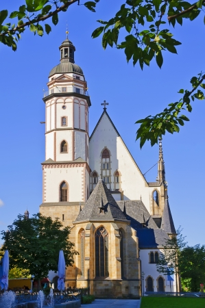 Thomaskirche (Church) in Leipzig on a beautiful sunny dayの写真素材