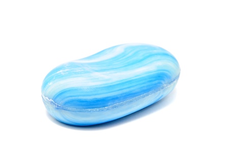 blue soap isolated on a white backgroundの写真素材