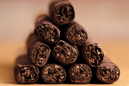 macro closeup of cigarillos with blurry backgroundの写真素材