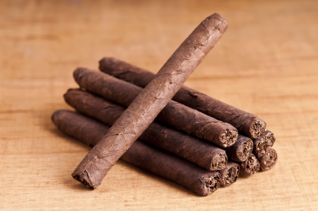 close up of cigarillos on a wooden backgroundの写真素材