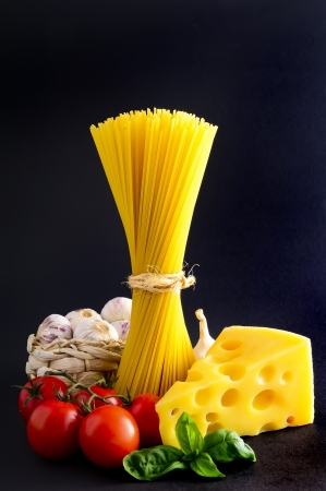 still life with traditional pasta ingredientsの写真素材