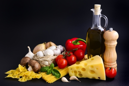 still life with italian pasta ingredientsの写真素材
