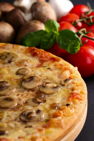 still life with pizza and ingredientsの写真素材