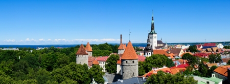 panorama landscape with tallinn in estoniaの写真素材