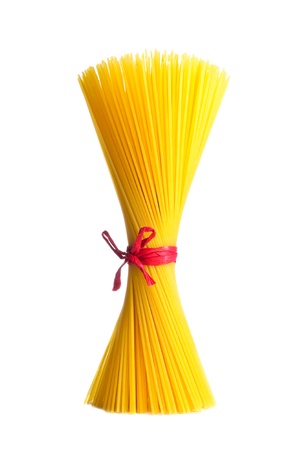 spaghetti pasta bundle isolated on a white backgroundの写真素材
