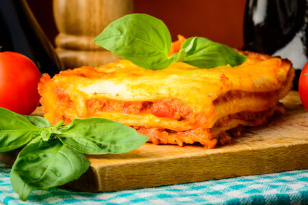 closeup of traditional homemade lasagna pasta mealの写真素材