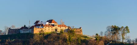 panorama with the fortress of Brasov in Transylvania, Romaniaのeditorial素材