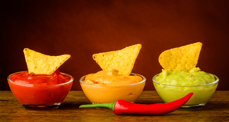 tortilla chips and nacho dipの写真素材