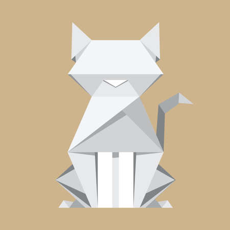 White paper cat origamiのイラスト素材