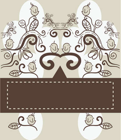 Vector illustration of pattern with abstract flowers and birds.Floral background のイラスト素材