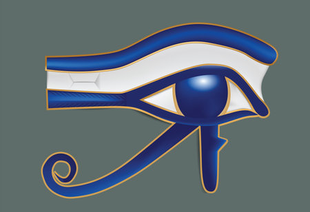Illustration of realistic eye of Ra on gray background. Clip-art, Illustration.