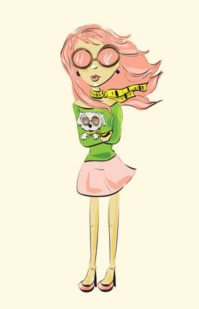 Fashion Girl . Clip-art, Illustration.のイラスト素材