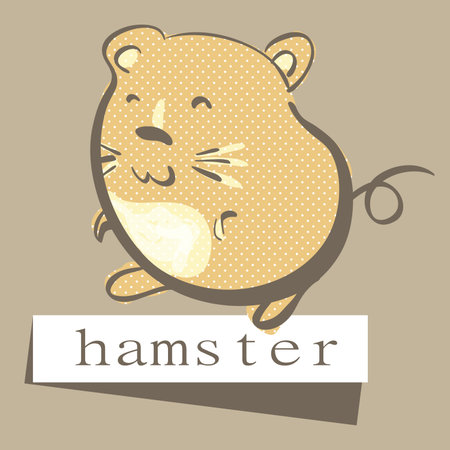 Illustration of retro style, hand drawn hamster with polka dots patternのイラスト素材