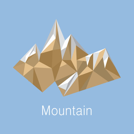 Illustration of cubic style mountain origami on blue backgroundのイラスト素材