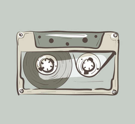 Audio Cassette Sketch Colored . Clip-art, Illustration.のイラスト素材