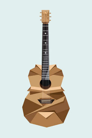 Origami classic guitar on gray backgroundのイラスト素材
