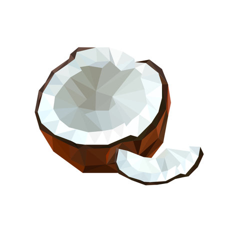 Illustration of geometric polygonal coconut fruit isolated on white backgroundのイラスト素材