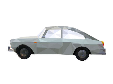 Illustration of geometric polygonal vintage car isolated on white backgroundのイラスト素材