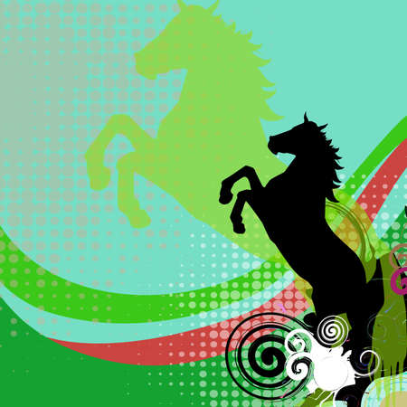 Illustration of horse with abstract backgroundのイラスト素材