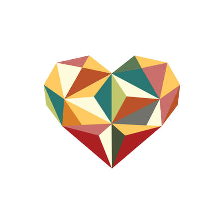 Illustration of colorful origami heart isolated on white backgroundのイラスト素材