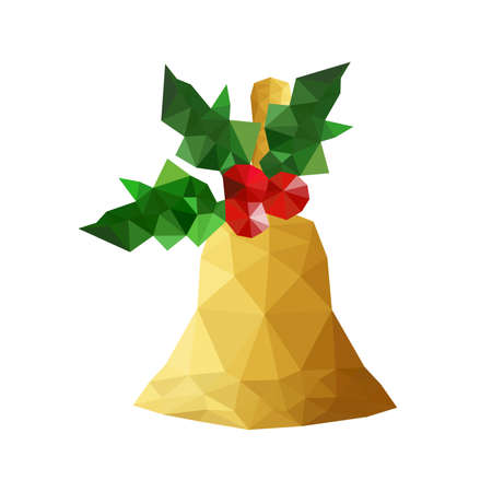Illustration of origami bell with holly leavesのイラスト素材