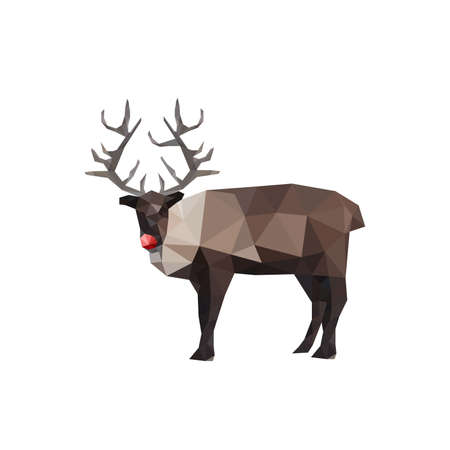 Illustration of origami reindeer with red noseのイラスト素材